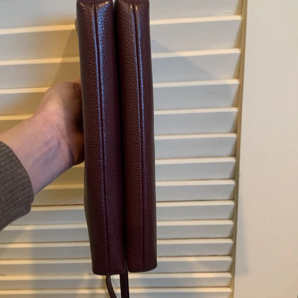 COACH crossbody purse. Leather mahogany/brown. 2 pocket adjustable strap. - Picture 6 of 7